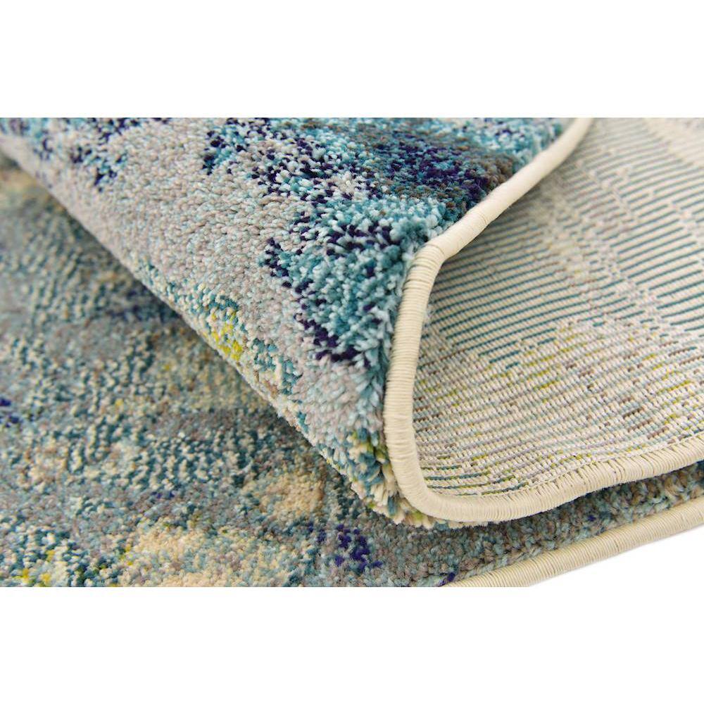 Theia Light Blue Abstract 8' Round Synthetic Area Rug