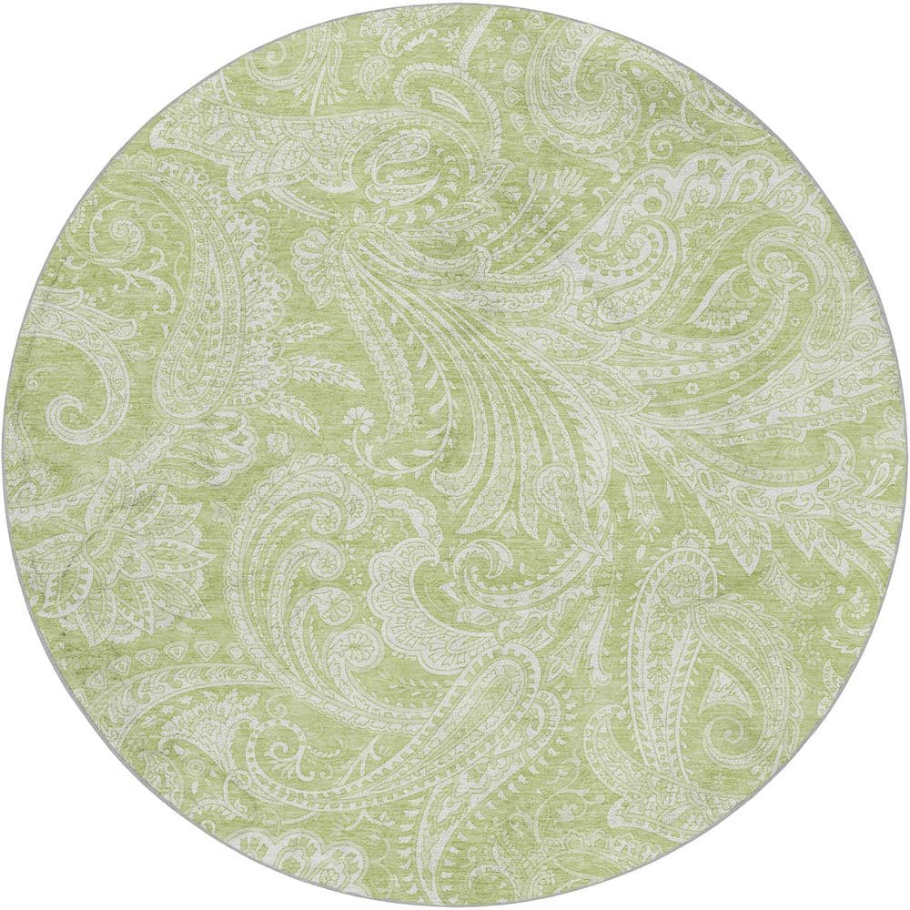 Dream Shag Premium Machine Washable Abstract ADS654 Aloe 8 ft. x 8 ft. Round Rug price history on PriceWatchPro