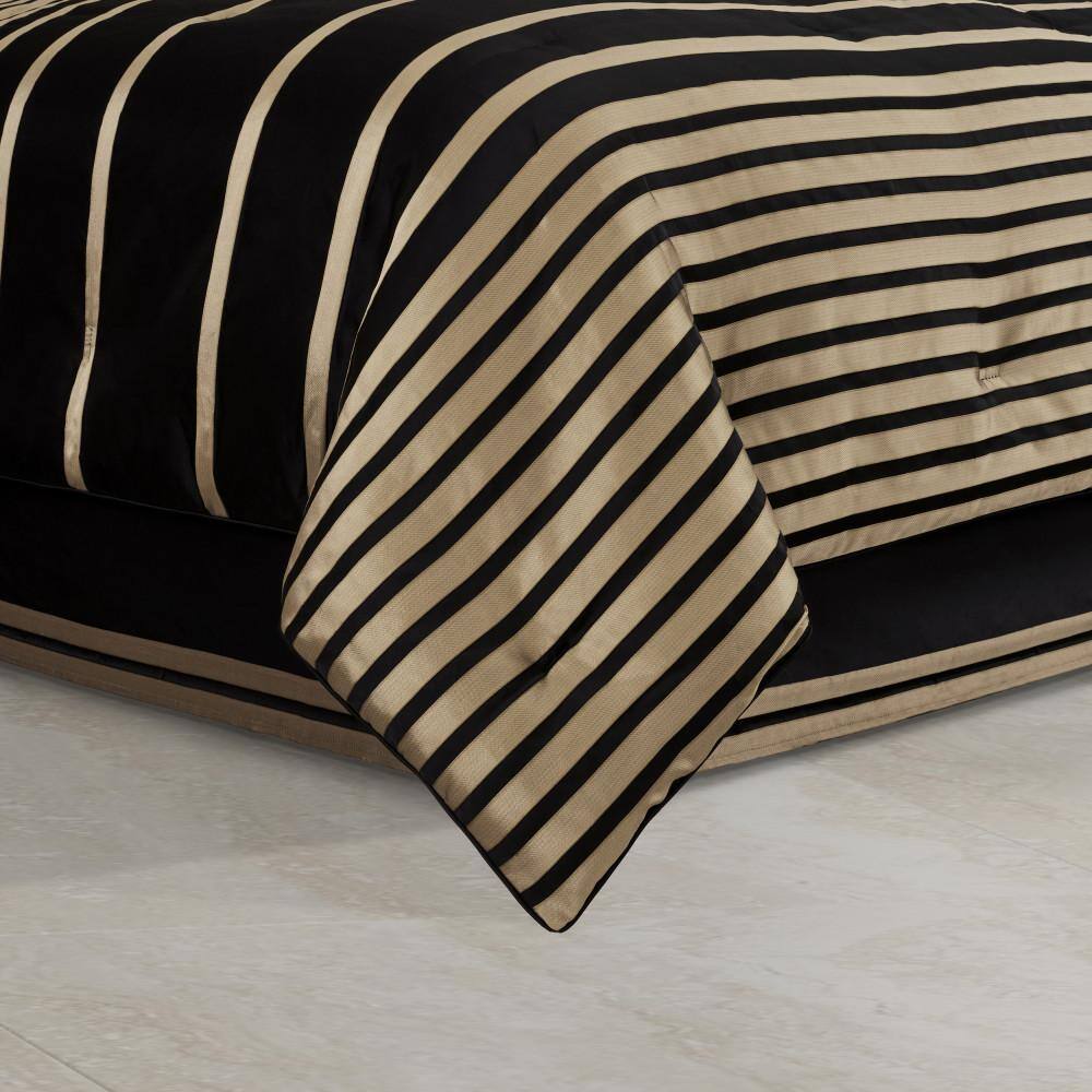 Calvari Black Satin Queen Bedspread Set of Four