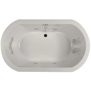 ANZA 72 in. x 42 in. Oval Whirlpool Bathtub with Center Drain in Oyster
