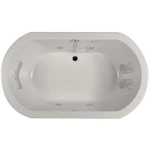 ANZA 66 in. x 36 in. Oval Whirlpool Bathtub with Center Drain in Oyster