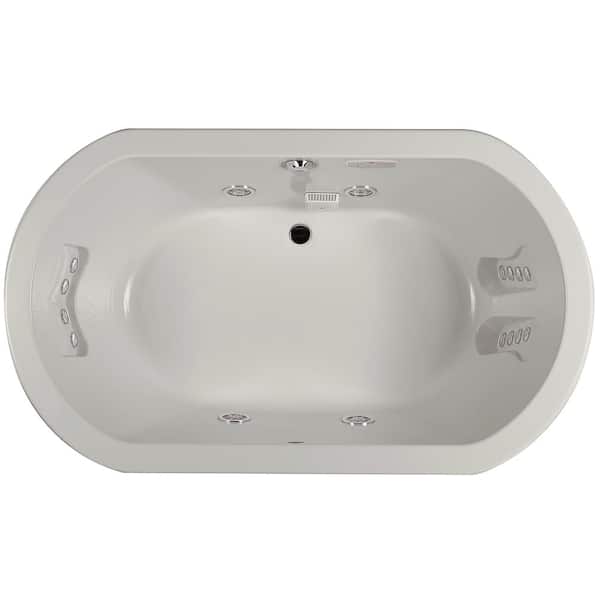 ANZA 72 in. x 42 in. Oval Whirlpool Bathtub with Center Drain in Oyster
