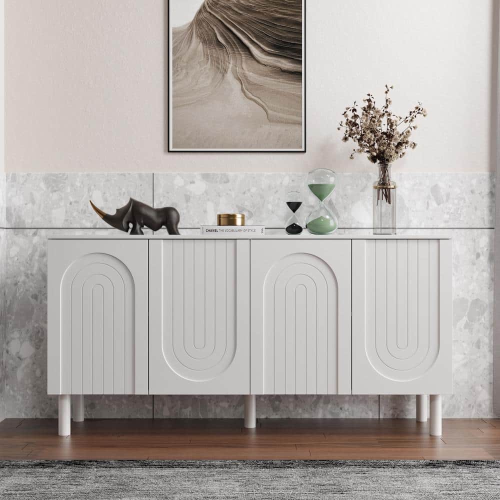 FUFU&GAGA White Paint Wood Accent Storage Cabinet Cupboard with ...