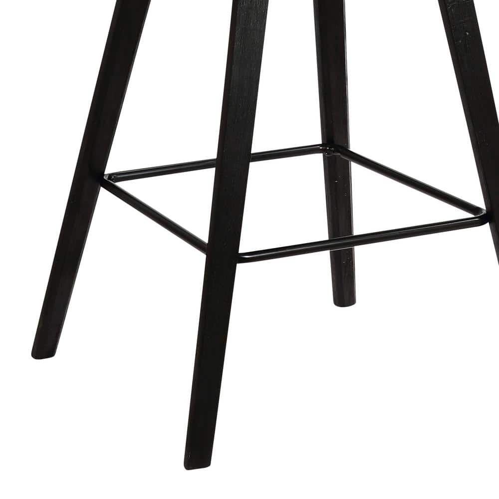 Gray Faux Leather & Black Brushed Wood Contemporary Counter Stool