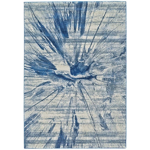 HomeRoots Blue and Ivory 2 ft. x 3 ft. No Pattern and Not Solid Color Area Rug