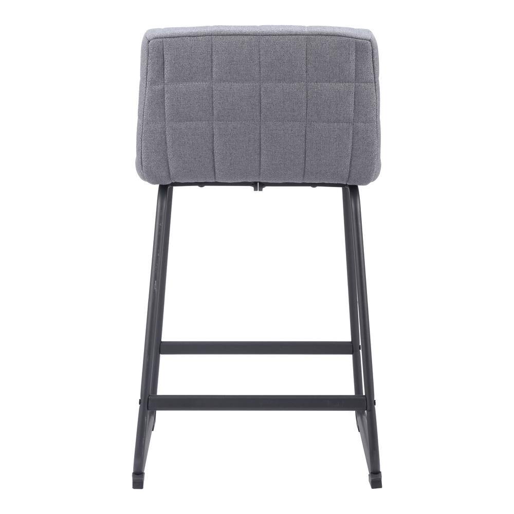 Gray Tufted Metal Frame Counter Stools, Set of 2