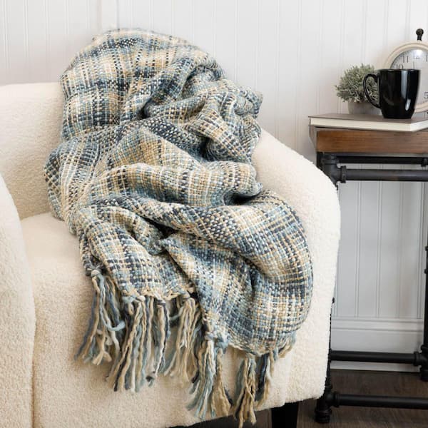 Heritage Woven Seascape Blue Acrylic Throw Blanket