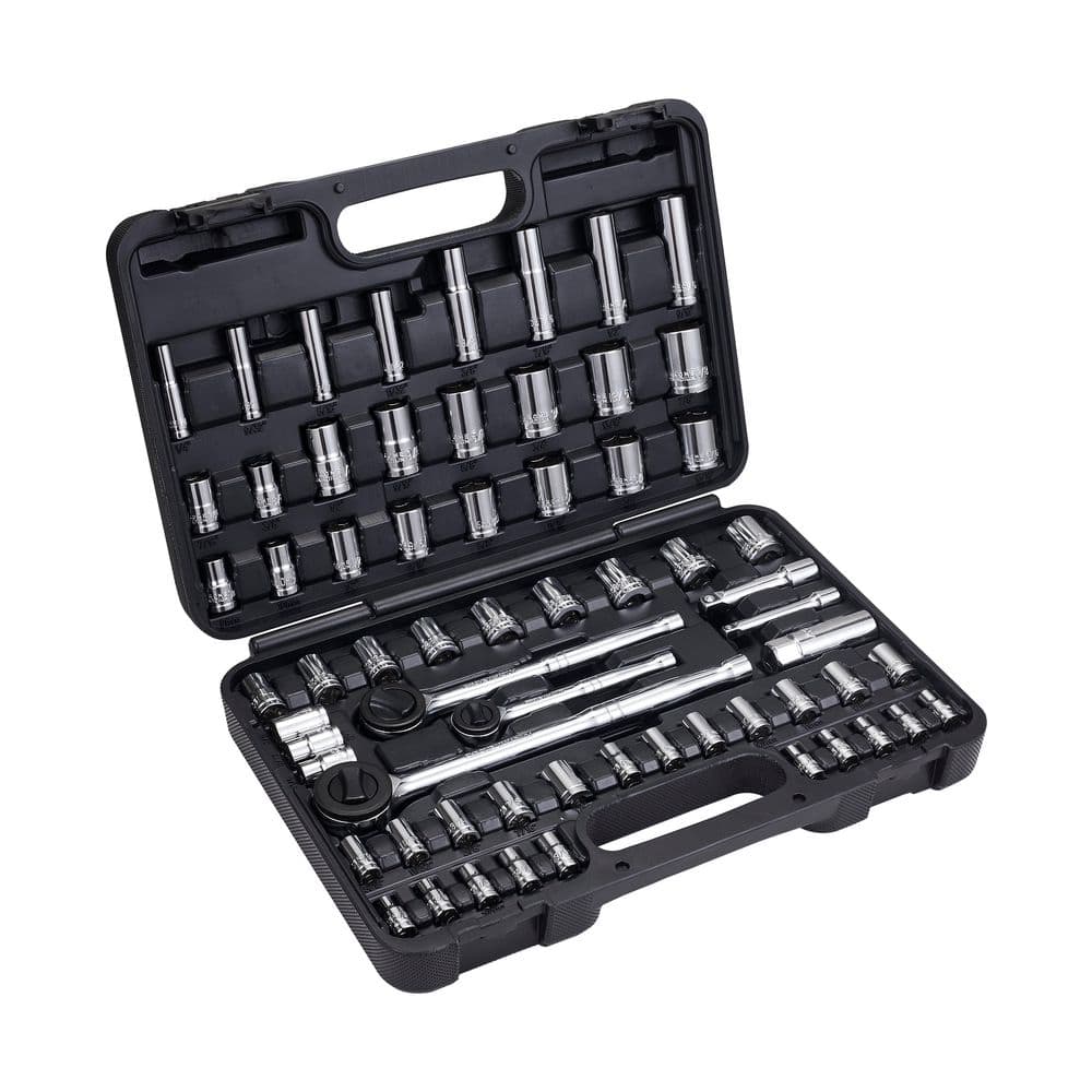 64-Piece 1/4 in., 3/8 in., and 1/2 in. Drive SAE/Metric Socket Set with Case price history on PriceWatchPro