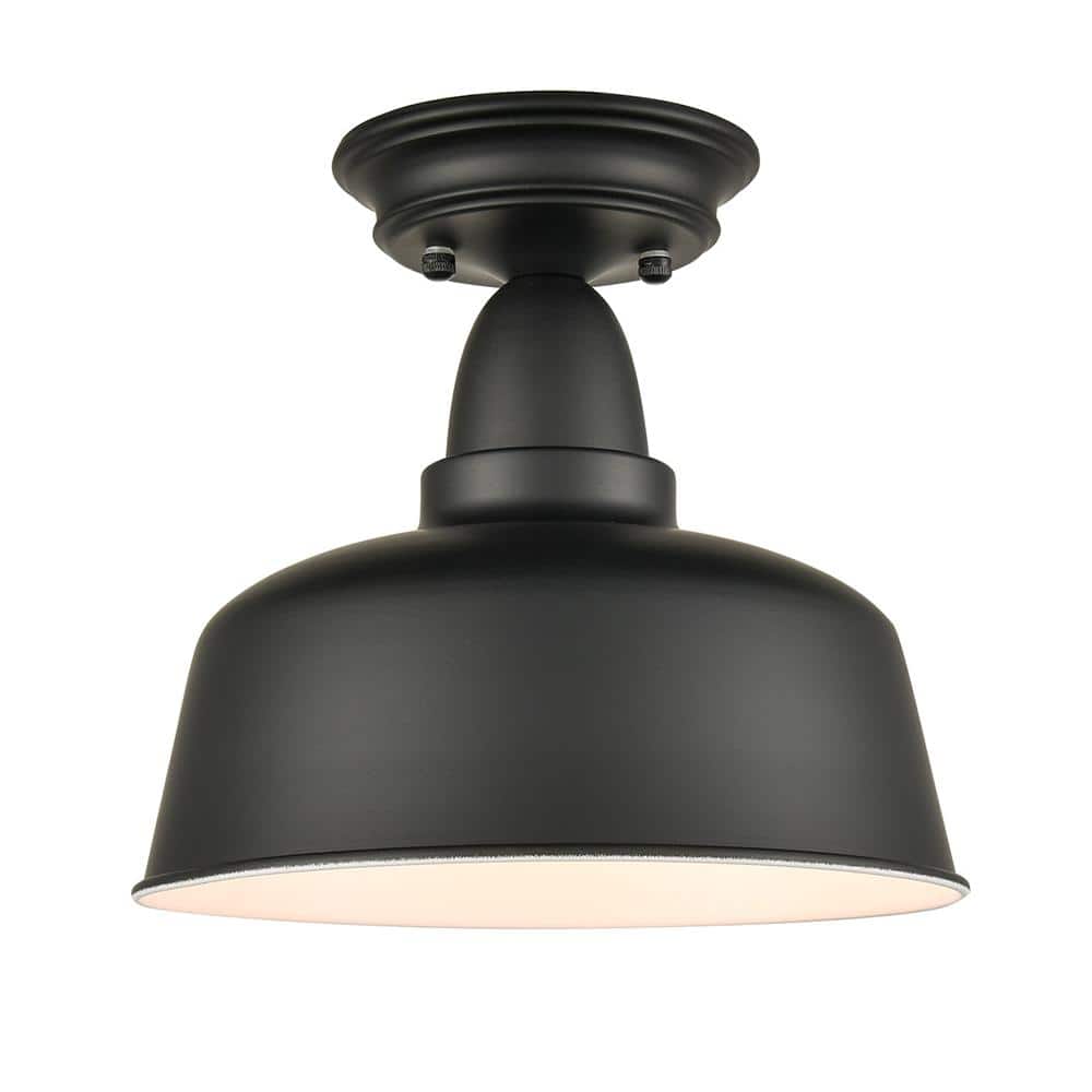 Reviews for CLAXY Farmhouse Matte Black SemiFlush Mount Ceiling Light
