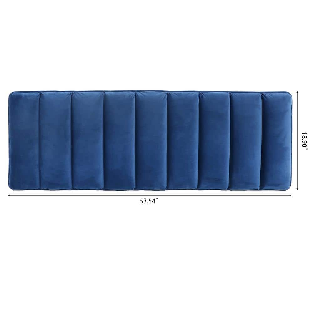 Navy Blue Velvet Upholstered Metal Frame Bedroom Bench