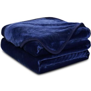 Charlie Blue Solid Color Polyester Throw Blanket