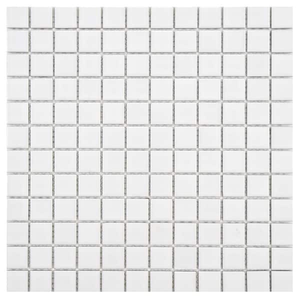 Merola Tile Boreal Square White 11-3/4 in. x 11-3/4 in. x 6 mm Porcelain Mosaic Tile