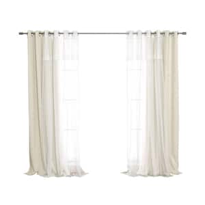 52 in. W x 84 in. L Dimanche Tulle Sheers and Star Cutout Blackout Curtains in Ivory