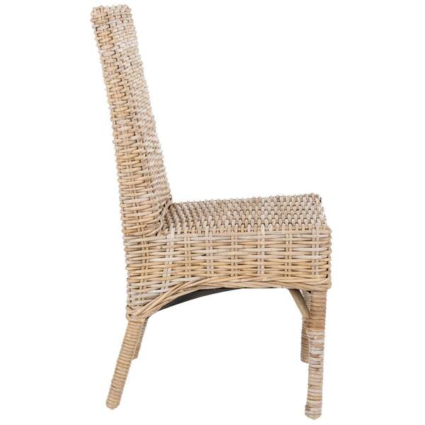 SAFAVIEH Beacon Beige/Off-White Rattan Side Chair (Set of 2