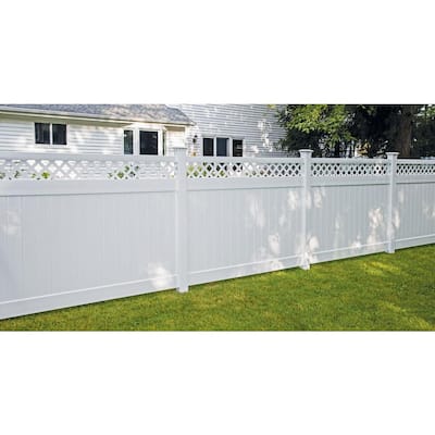 Anderson 6 ft. x 8 ft. White Vinyl Lattice Top Fence Panel