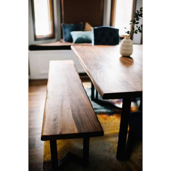5 ft. L x 12 in. D Finished Saman Solid Wood Butcher Block Bar Countertop with Live Edge