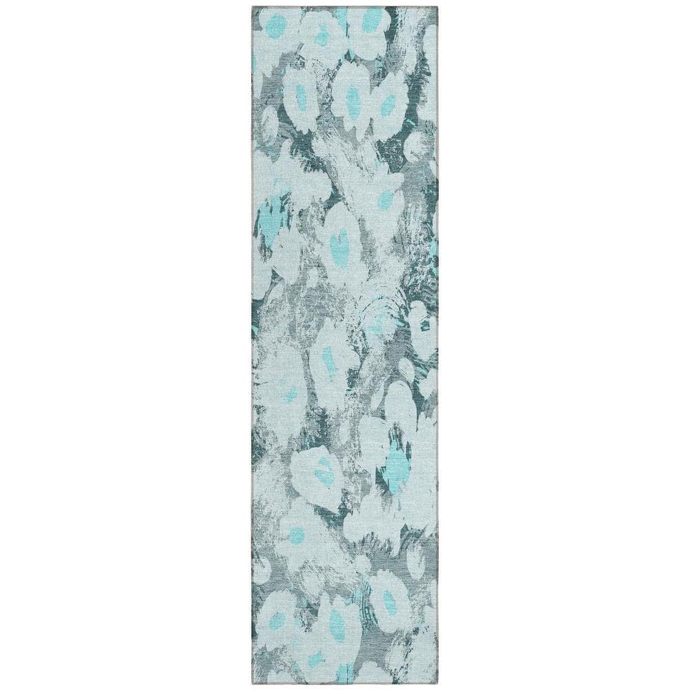 Teal 2 ft. x 8 ft. Woven Floral Runner Indoor/Outdoor Area Rug price history on PriceWatchPro
