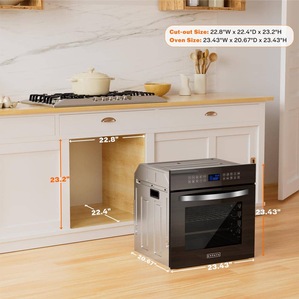 Empava 24 Inch Silver Mirror Glass Convection Wall Oven