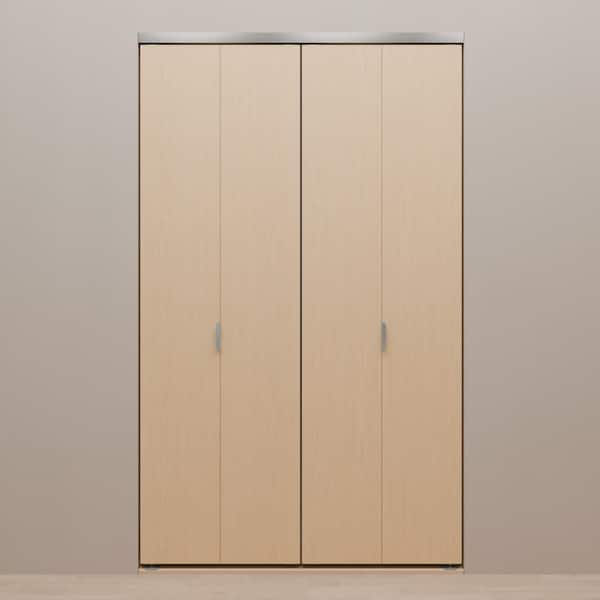 60 in. x 80 in. Smooth Flush Stain Grade Maple Solid Core MDF Interior Closet Bi-Fold Door with Chrome Trim
