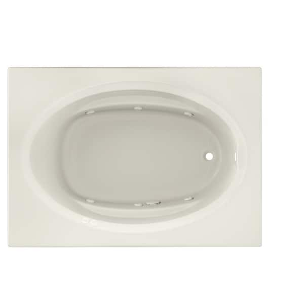 PROJECTA 60 in. x 42 in. Acrylic Right-Hand Drain Oval in Rectangle Drop-In Whirlpool Bathtub with Heater in Oyster