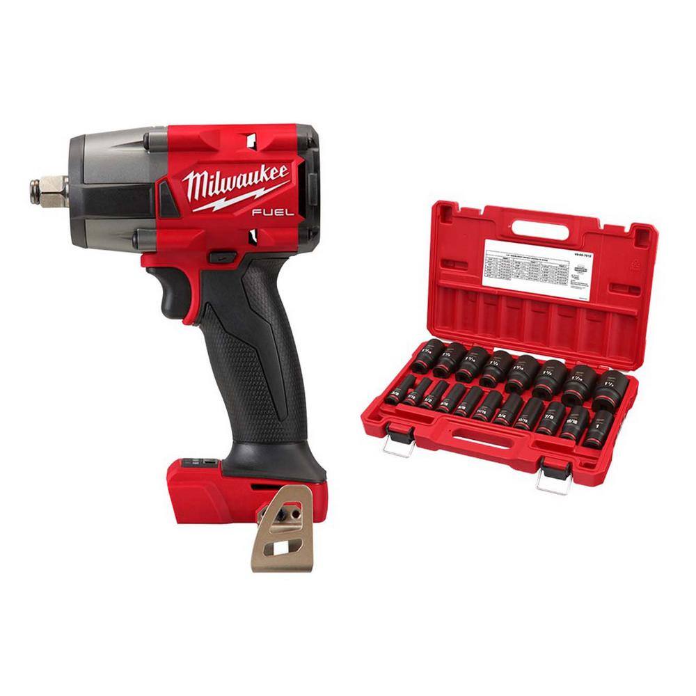 Milwaukee M18 FUEL 1/2" Mid-Torque Impact Wrench (Bare Tool) – 650 Ft-lbs, Friction Ring, Compact 6" Length, 2962-20