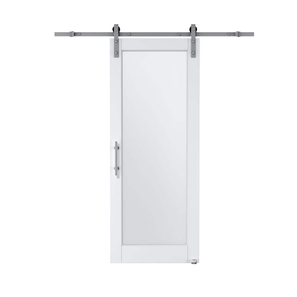 ARK DESIGN 32 In. X 80 In. 1-Lite Tempered Frosted Glass White Finished ...