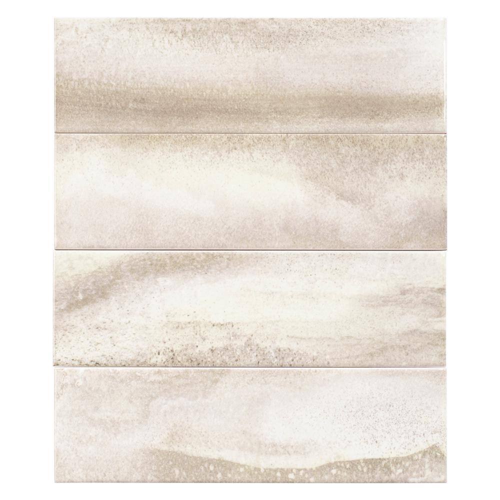 Polar 3" x 10" Glossy Porcelain Marble Look Wall Tile