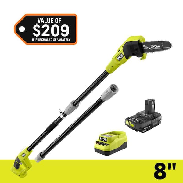 RYOBI ONE+ 18V 8 in. Cordless Oil-Free Pole Saw with 1.5 Ah Battery and Charger