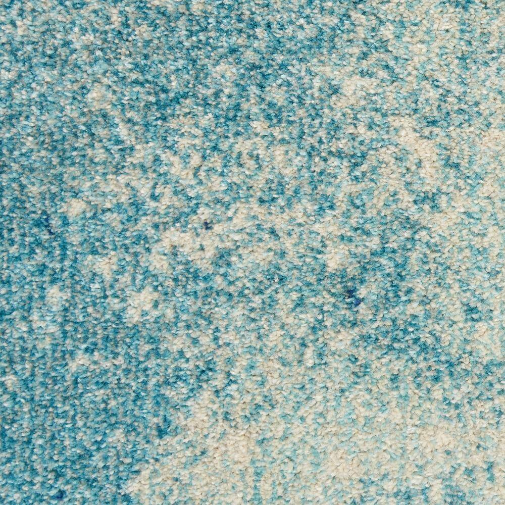 Navy and Light Blue Round Geometric Synthetic Rug