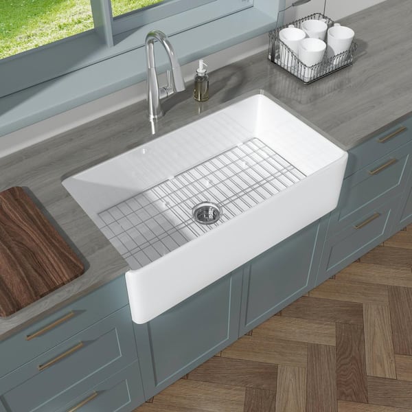 インフエルノXBOXシュンク付き HOMLYLINK 36 in. Farmhouse Sink Single Bowl Crisp White Fireclay