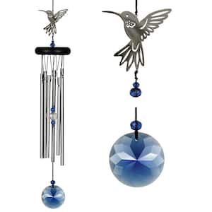 Signature Collection, Crystal Hummingbird Chime, 18 in. Silver Wind Chime WFHU