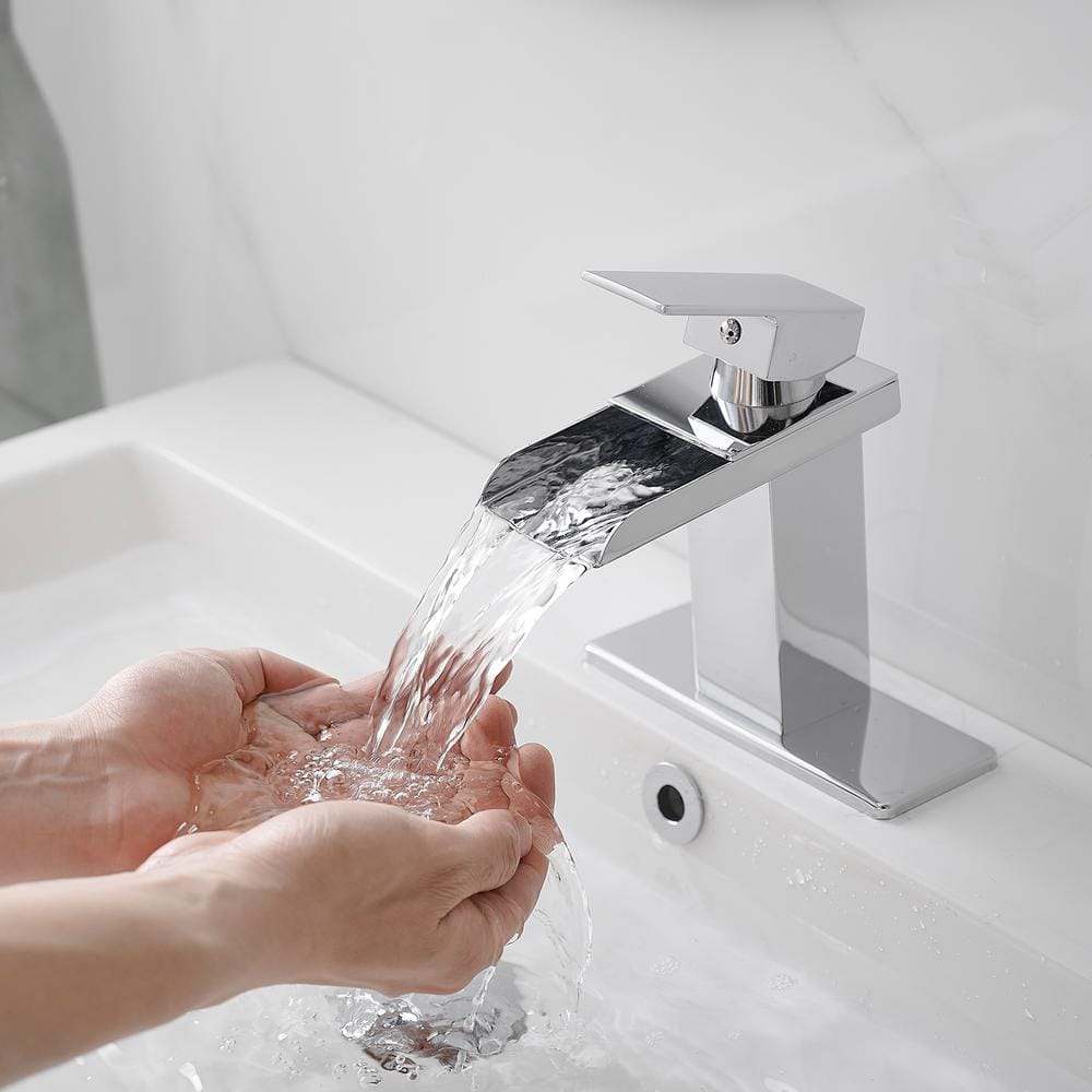 Polished Chrome Waterfall Single-Handle 6.61" Bathroom Faucet