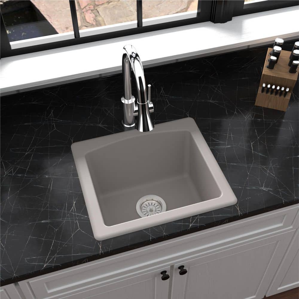 Concrete Quartz Composite 18'' Single Bowl Kitchen Sink