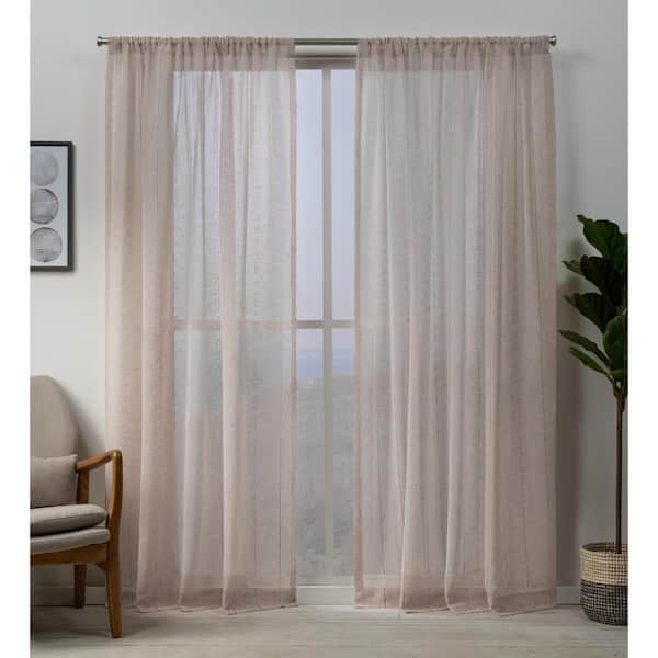 EXCLUSIVE HOME - Blush Embroidered Rod Pocket Sheer Curtain - 54 in. W x 96 in. L (Set of 2)