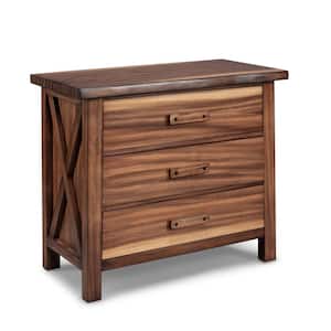 Forest Retreat 19 in. Brown Teak Wood Chest and Mirror