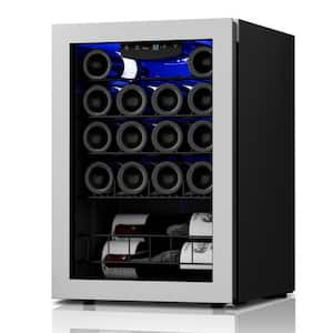 Single Zone 22-Bottle Freestanding Wine Cooler Fridge Cellar Cooling Unit in Stainless Steel with Trimless Front Door