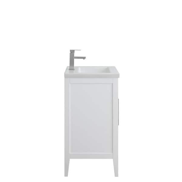 24 in. W x 18.5 in D x 34 in. H Single Sink Bathroom Vanity Cabinet in White with Ceramic Top