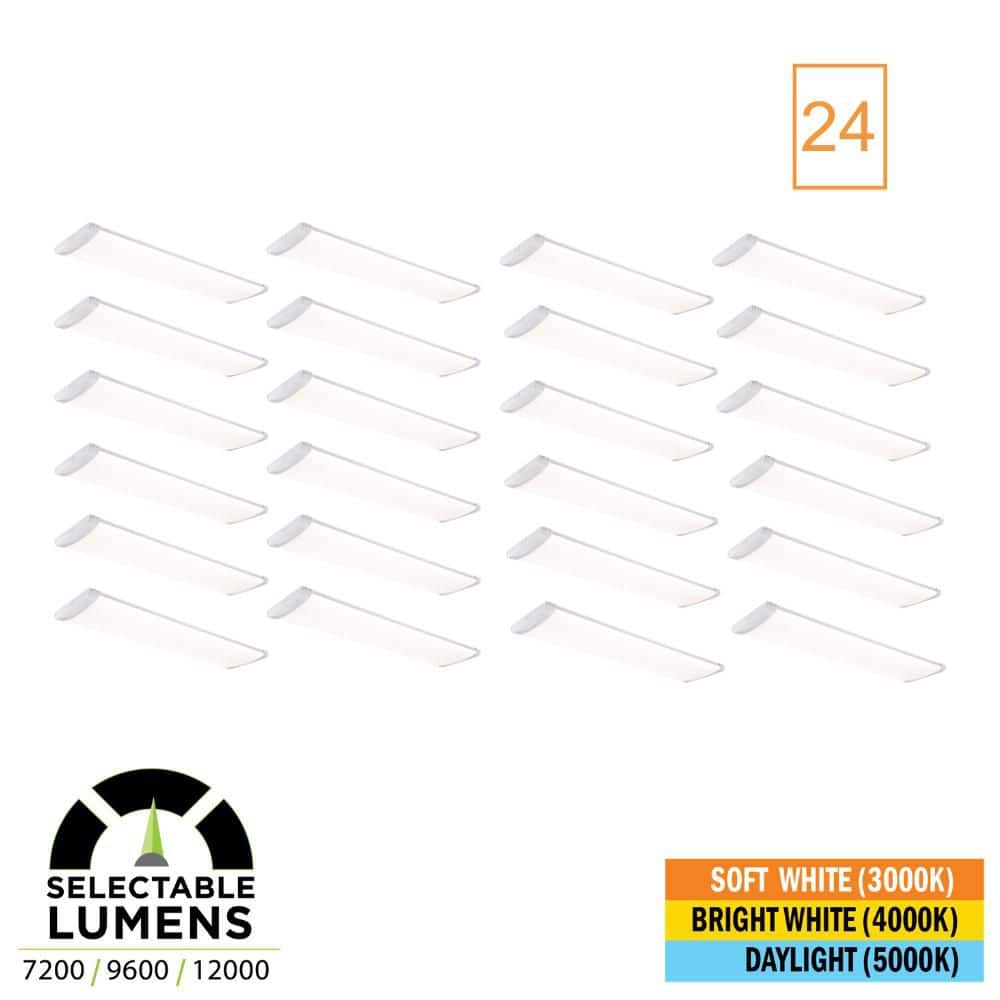 24-Pack 4 ft. x 12 in. 7200/9600/12000 Lumens Integrated LED Commercial White Wraparound Light, Selectable CCT, 120-277V price history on PriceWatchPro