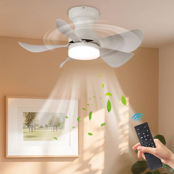 30 in. Modern Flush Mount Ceiling Fan with Light, 5 ABS Blades, DC Motor, Reversible and Dimmable LED for Bedroom