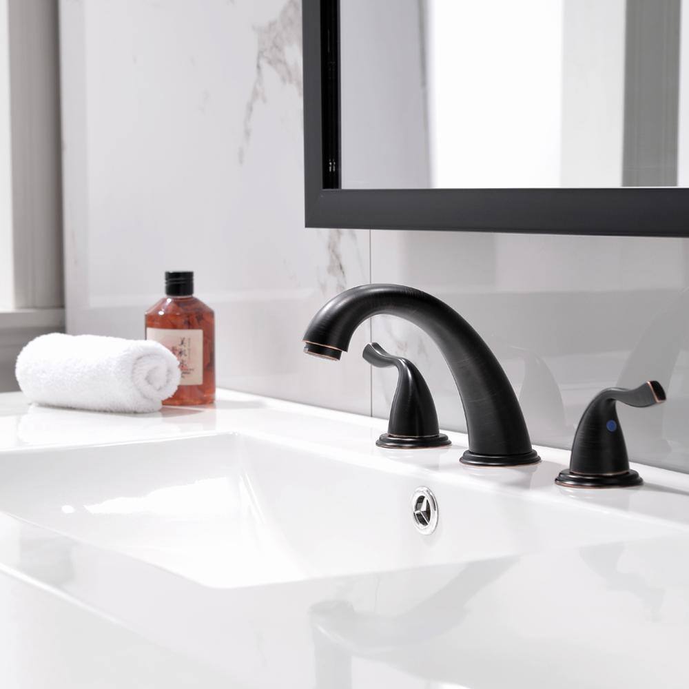 Oil Rubbed Bronze 8-Inch Widespread Bathroom Faucet with Pop-Up Drain