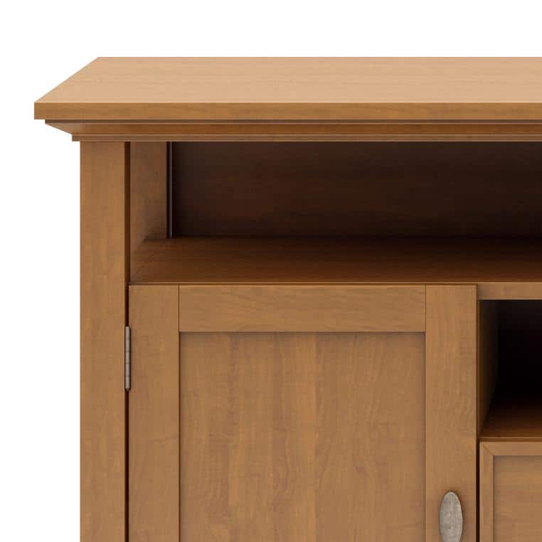 Light Golden Brown Solid Wood TV Media Stand with Cabinet