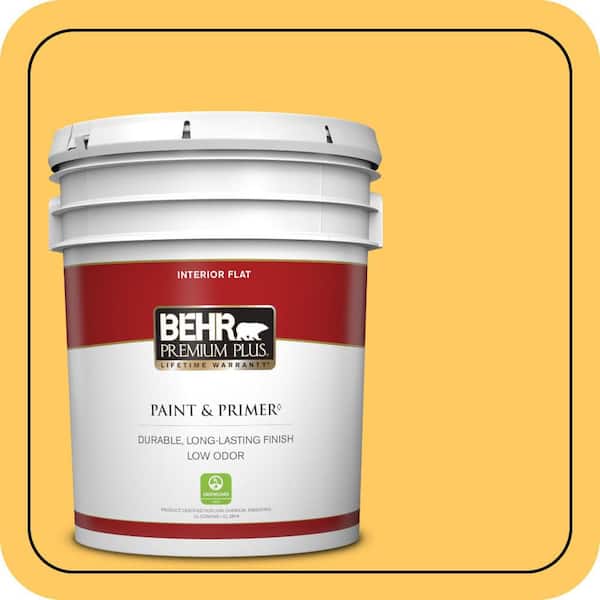 BEHR PREMIUM PLUS 5 gal. #P260-6 Smiley Face Flat Low Odor Interior Paint & Primer