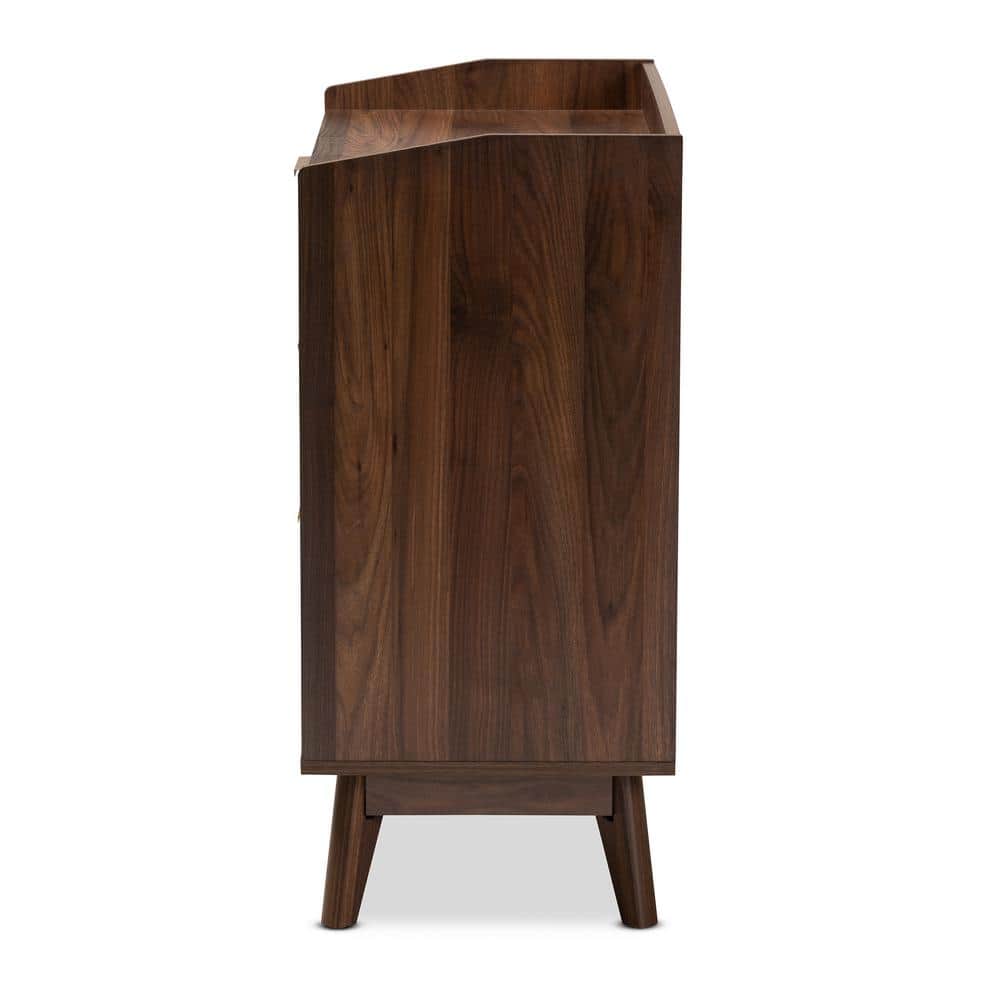 Lena Mid-Century Walnut 3-Drawer Chest with Gold-Tone Handles
