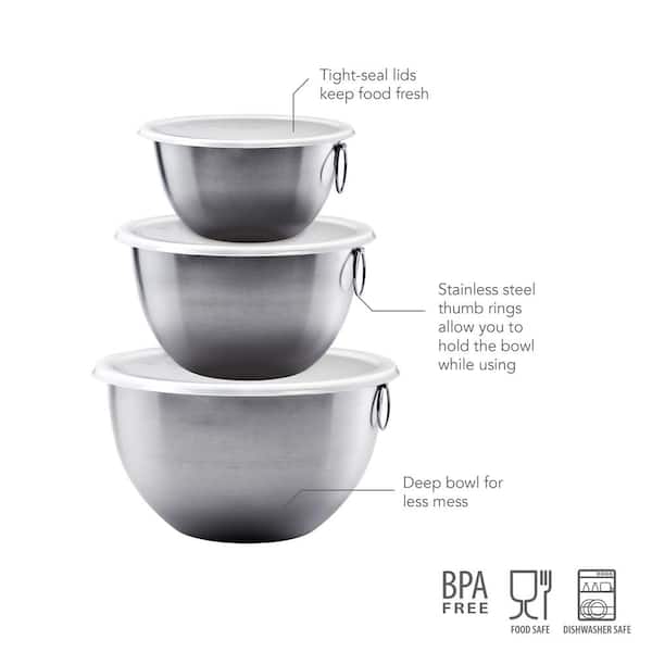  Table Concept Mixing Bowls with Airtight Lids, Stainless Steel  Nesting Bowl Set for Space Saving Storage, Ideal for Cooking, Baking,  Prepping & Food Storage: Home & Kitchen