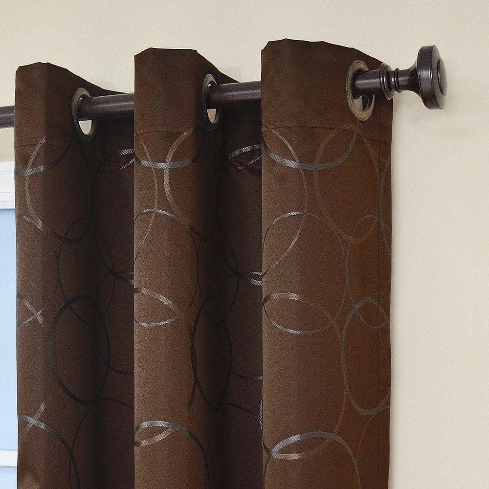 Chocolate Geometric Blackout Polyester Grommet Window Panel