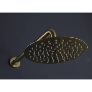 1-Spray Pattern with 2.5 GPM 12 in. Round Wall Mount Rain Fixed Shower Head in Brushed Gold
