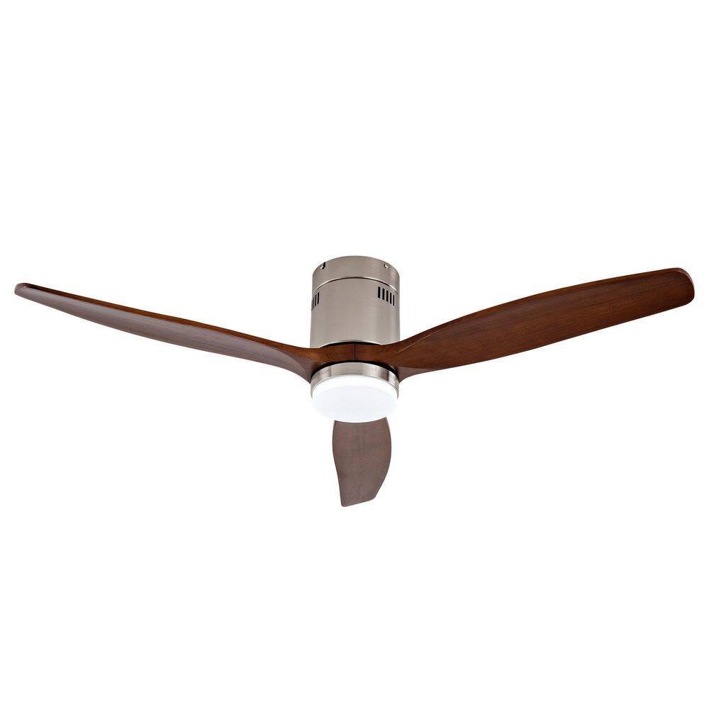 52 in. Dark Walnut Finish Propeller-Style LED Light Ceiling Fan with 3 Wood Blades, Dc Motor, Flush Mount price history on PriceWatchPro