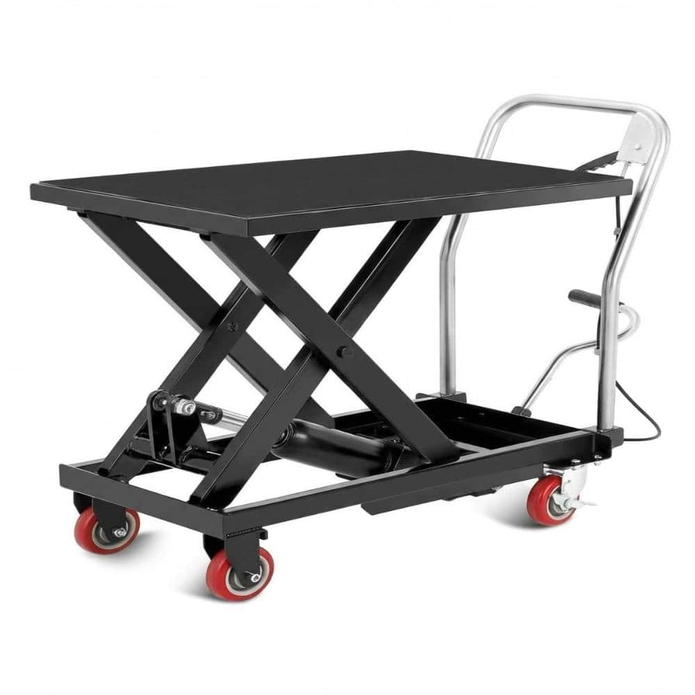 "Manual Hydraulic Scissor Lift Table Cart, 500 lbs Capacity, Single Scissor, Max Lift 28.5"", Black+Silver Gray" price history on PriceWatchPro