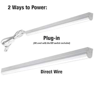 Plug In or Direct Wire Power Connection 4 ft. White 4000K Integrated LED Strip Light (with Power Cord and Linking Cord)