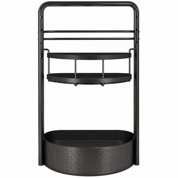 2-Tier Rotating Spice Rack with Adjustable Paper Towel Holder and Sturdy Iron Frame for Kitchen Counter